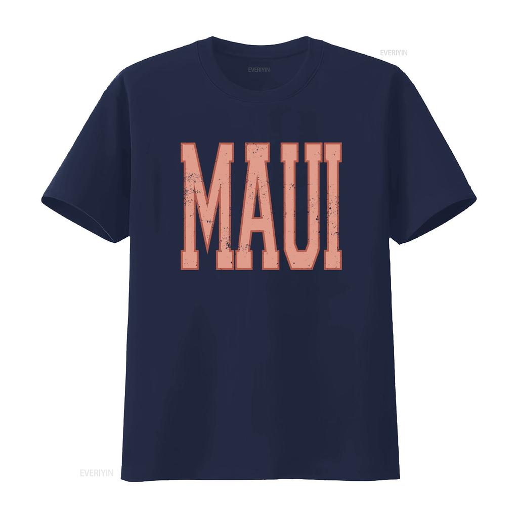 Vintage Distressed Maui Bold Letter Print Casual Streetwear T Shirt vintage Washed Stylish designer clothes Versatile