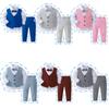 Boy Gentleman Outfits Birthday Costume Children Spring Autumn Boutique Clothing Set Solid Vest Suit Kids Cotton Formal Wears