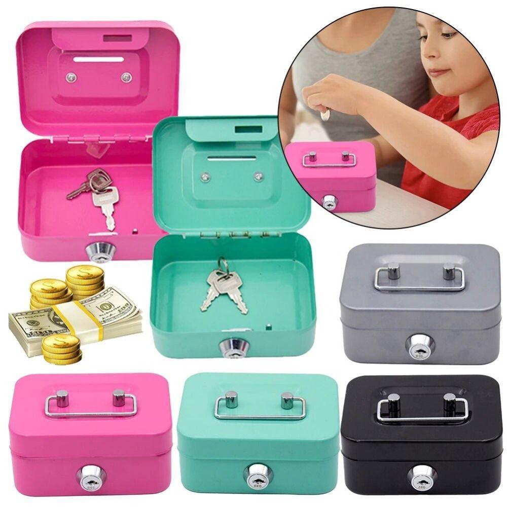 Mini Lockable Cash Box with Key Storage Box Coin Bank Piggy Bank  for Adults