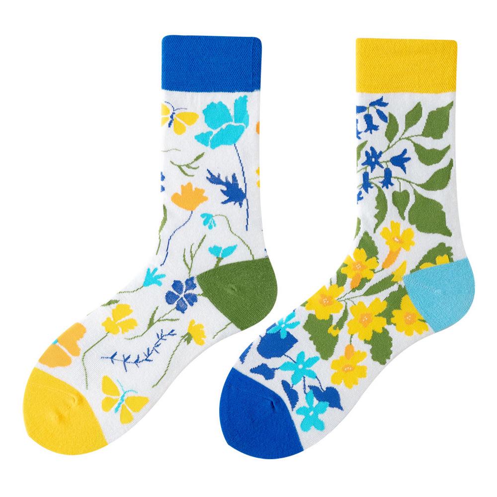 Asymmetric Colorful Christmas Cotton Socks for Couples