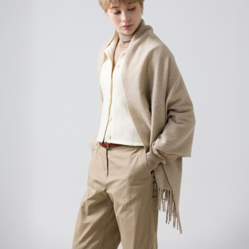 ABRAHAM MOON Merino Wool Shawl 70cm - Beige