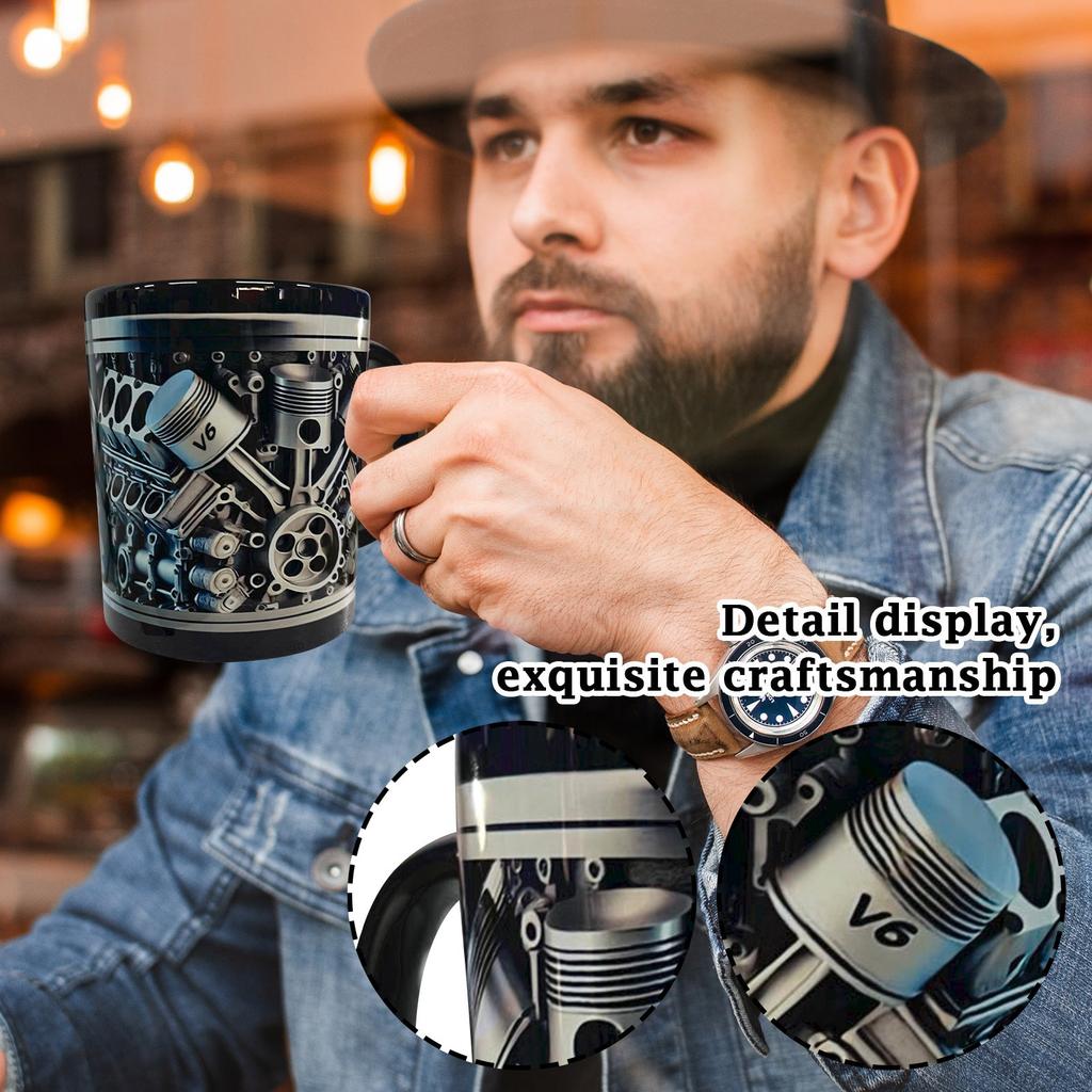 Personalized Stainless Steel Mug - V8 & V6 Engine Design, & Stylish, Perfect For Car Enthusiasts
