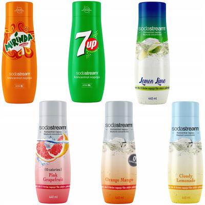Набор из 6 сиропов SodaStream Mirinda + 7UP + Лимон-Лайм + Грейпфрут + Апельсин-Манго + Лимонад