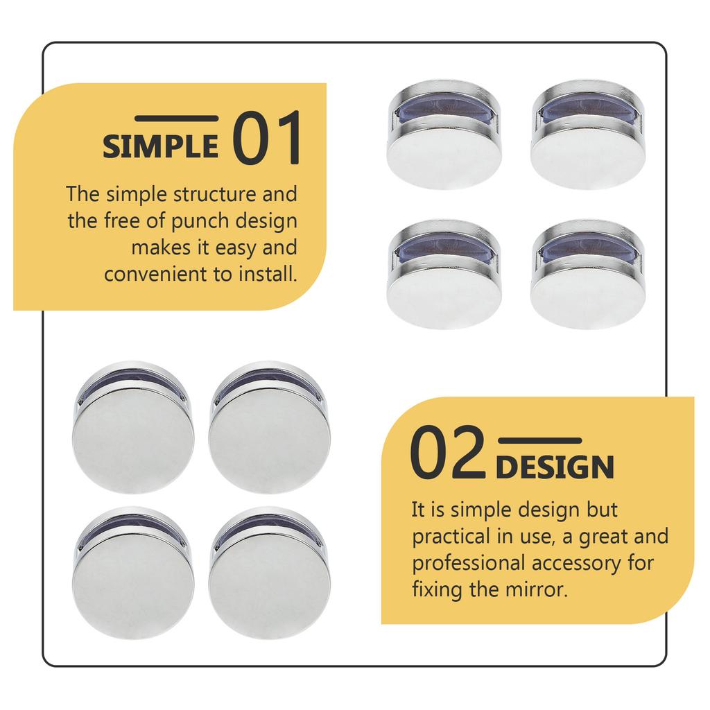 8 Pcs Mirror Clip Kitchen Cabinet Hardware Glass Clips Space-saving Brackets Zinc Alloy Holder Holders for Wall