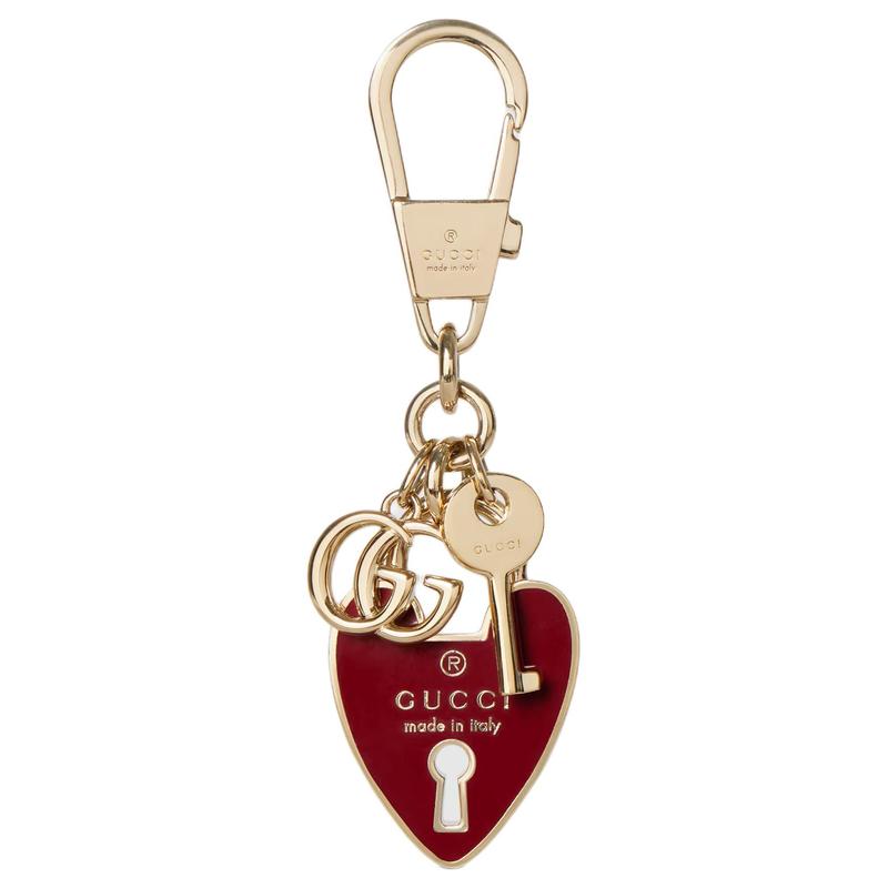 Gucci Rosso Ancora Double G Enamel Heart Metal Bag Charm Bag Peripheral Women's Red red