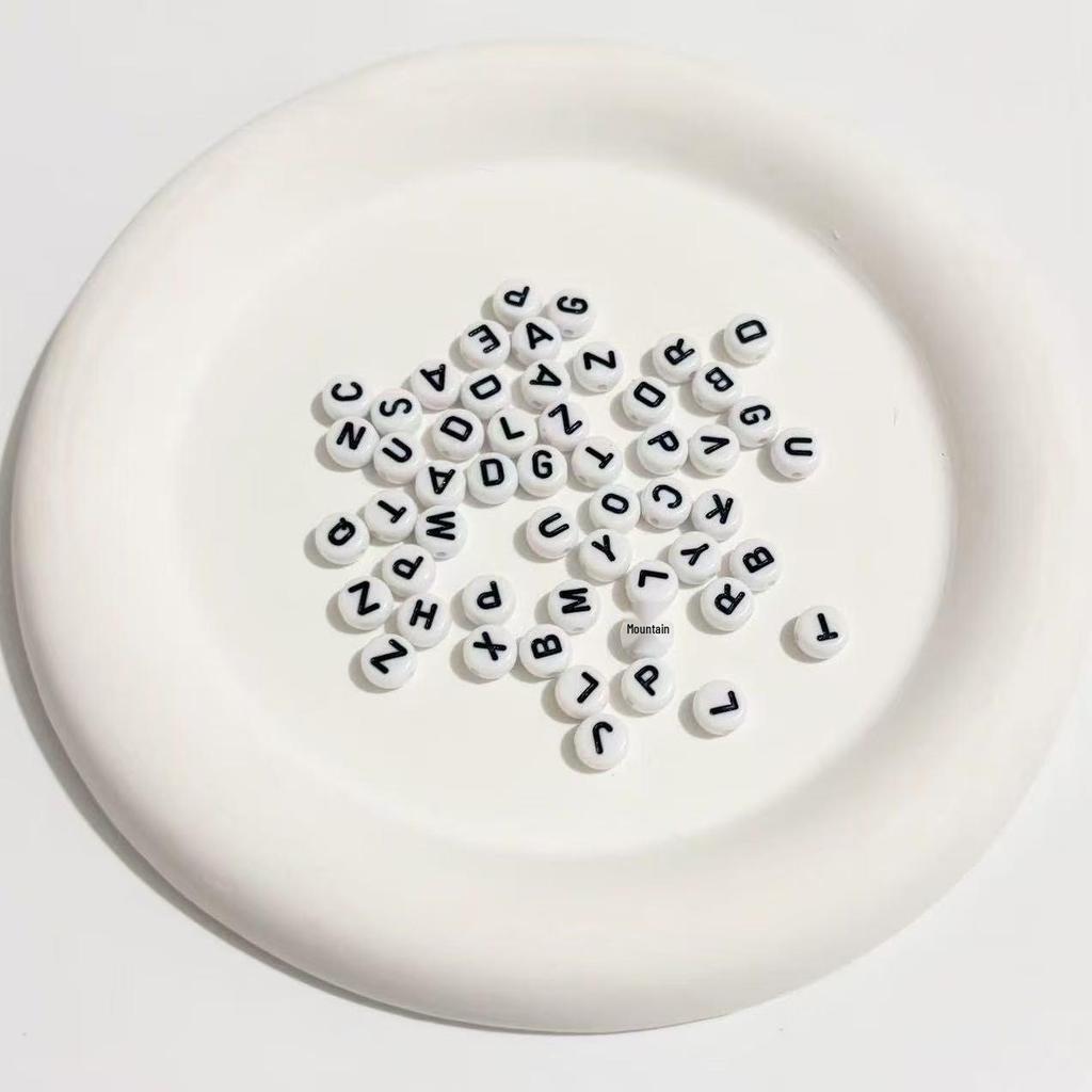 Акриловые бусины с английскими буквами 4x7 мм для изготовления украшений своими руками - Плоские бусины для браслетов и ожерелий