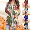 Женская мода повседневное рождественский принт средней длины Slim Fit кардиган пальто