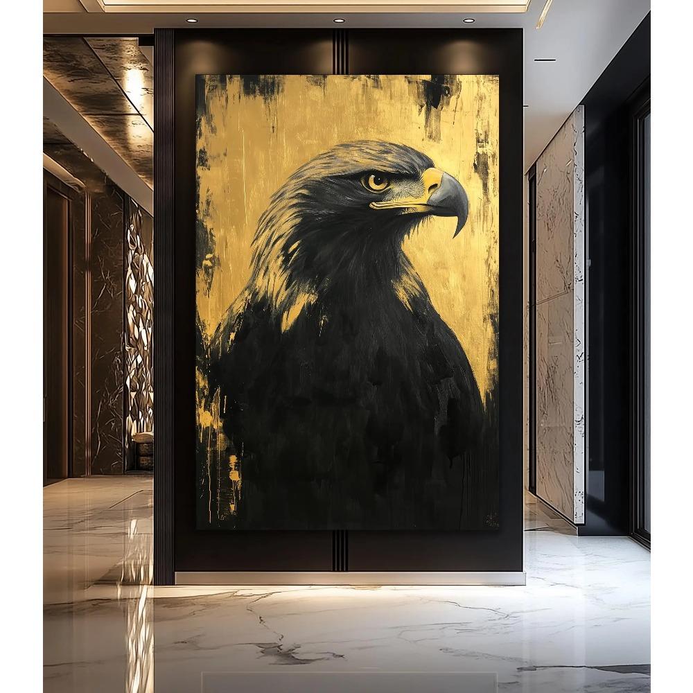 Fox Elephant Eagle Canvas Painting Black Gold Animal Print Poster Luxury Wild Animal Decoration Abstract Modern Gold Home Decor