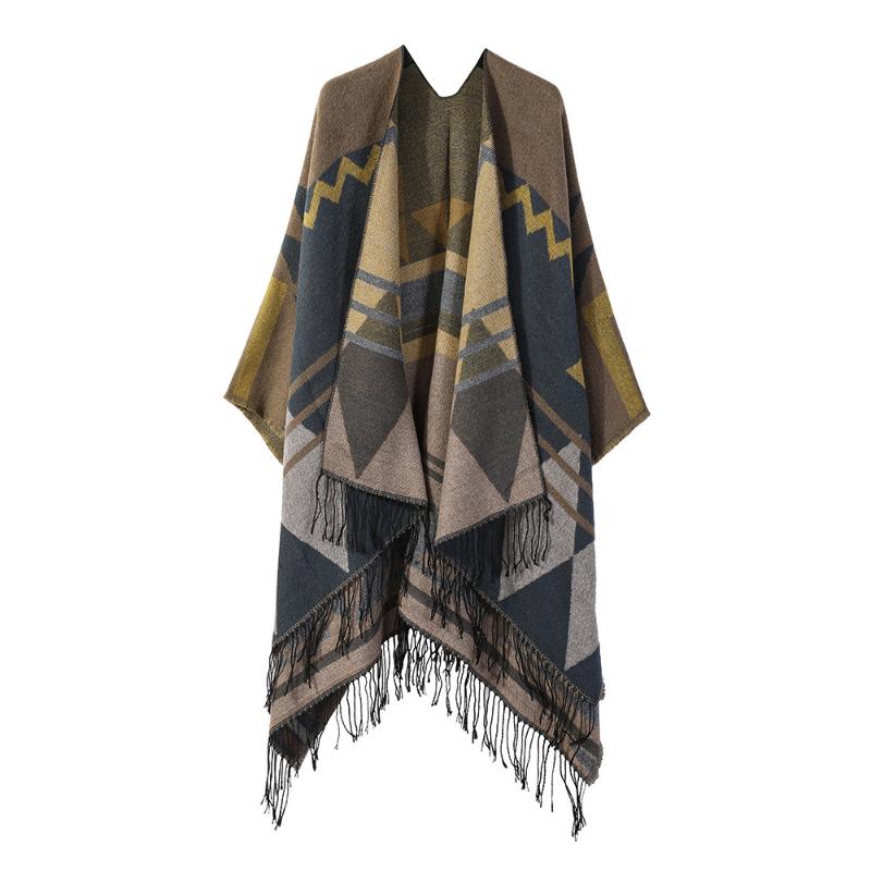 Ethnic Style Shawl Summer Outer Wear Women's Large Shawl Cape Cloak High-end Knitted Scarf