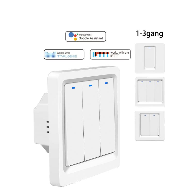 EU/UK 3-Gang Manual Smart Switch Control WiFi APP & Key Button Alexa & Google Compatible Wall Switch for Home Light & Work