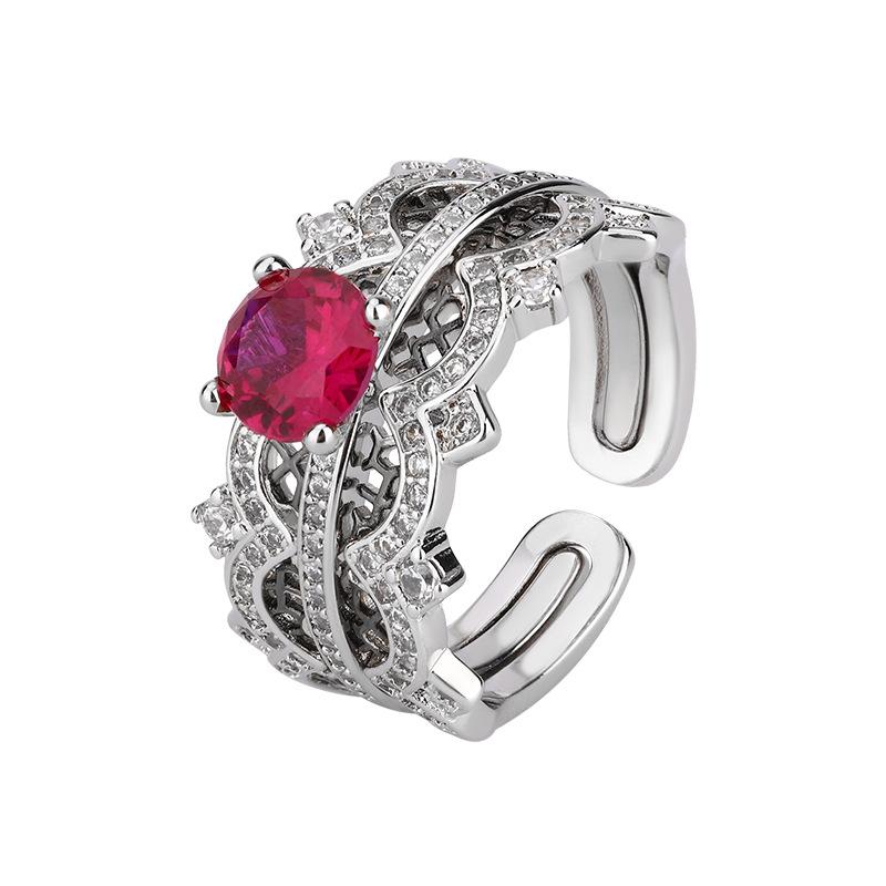 Sapphire New Niche High-End Color Ring Ring, Red Corundum Ruby Two-In-One Ring, Simple