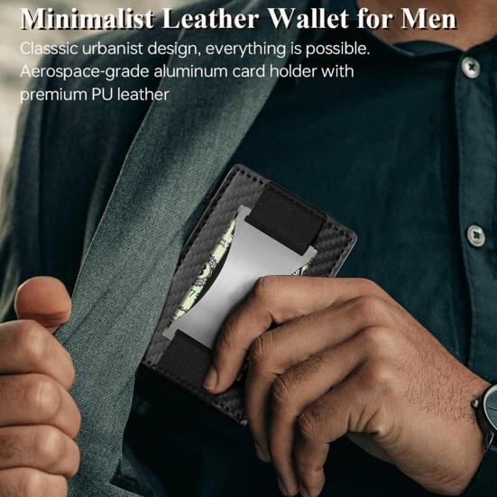 Мужской кошелек с держателем для карт, окошком для удостоверения личности, зажимом для денег, экранированным, блокирующим RFID, ультратонким передним карманом