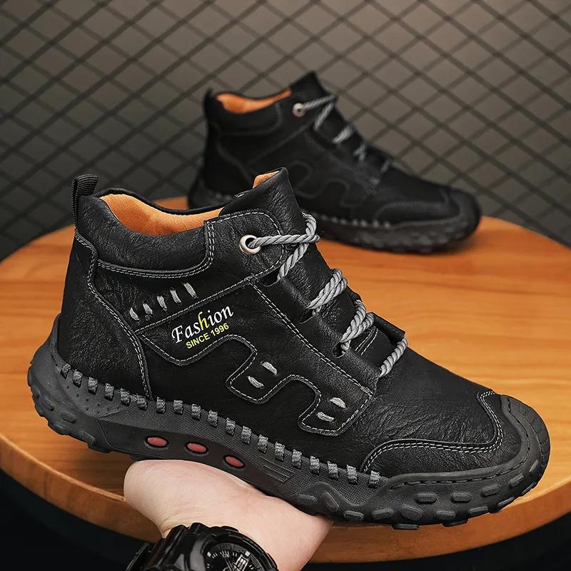 Модная мужская обувь из кожи, повседневная, модная, мотоциклетная обувь, мокасины, скалолазание, отдых, тренд, походы, роскошь, мягкая, износостойкая, ручная работа