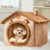 Кровать-пещера для домашних животных со съемной подушкой-подушкой в виде мультяшного медведя, закрытый домик для кошек, собак, котят, щенков, зимнее теплое плюшевое гнездо для сна, товары для животных