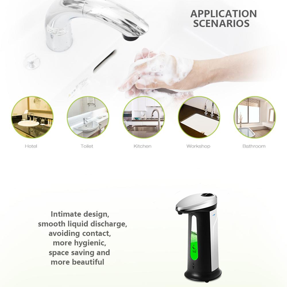 Автоматический дозатор жидкого мыла, 400 мл, умный бесконтактный инфракрасный датчик движения, дозатор дезинфицирующего средства для кухни, ванной комнаты, туалета