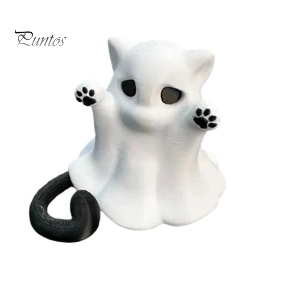 Черная Кошка-Призрак Декоративная Фигурка, 3D Печатное Декоративное Украшение, Фигурка с Гладкой Поверхностью, Мини Настольное Украшение, Подарок на Хэллоуин для Влюбленных, Статуэтка