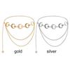 Metal Hip Hop Style Dress Cummerbands Womans Layered Belt Moon Star Waistband Punk Waist Chain
