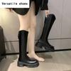 Женские сапоги на платформе до колена, модные молнии сзади, длинные сапоги в рыцарском стиле, квадратный каблук, осенне-зимняя женская обувь