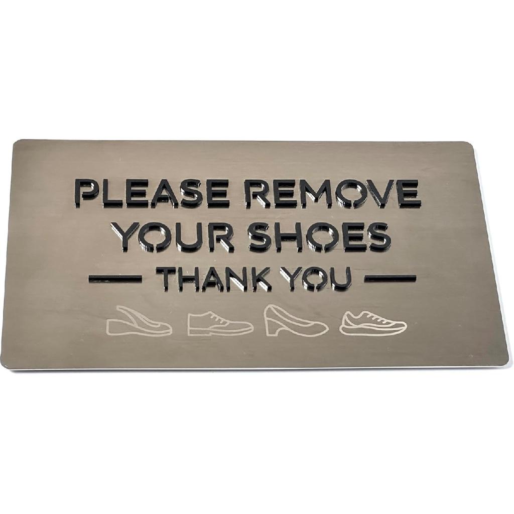Kubik Letters Please Remove Your Shoes Sign – Kindly Take Off No Shoes Sign for House and Front Door - Stainless Steel 304 - Raised Letters and