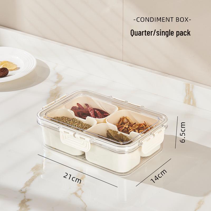 Moisture-Proof Seasoning and Ingredient Storage Box with Compartments