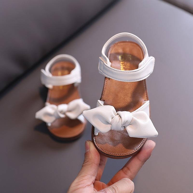 Summer Korean Style Bowknot Girls' Sandals, Princess Shoes, Anti-Slip Soft Sole Baby Shoes.