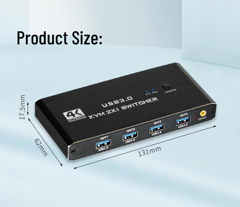 KVM-переключатель 4K HDMI USB 3.0: Конвертер 2 входа, 1 выход