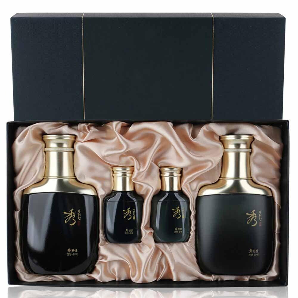 A two-piece set of Korean herbal medicine HZAENWAI ingredients for firm and moist men's skin.