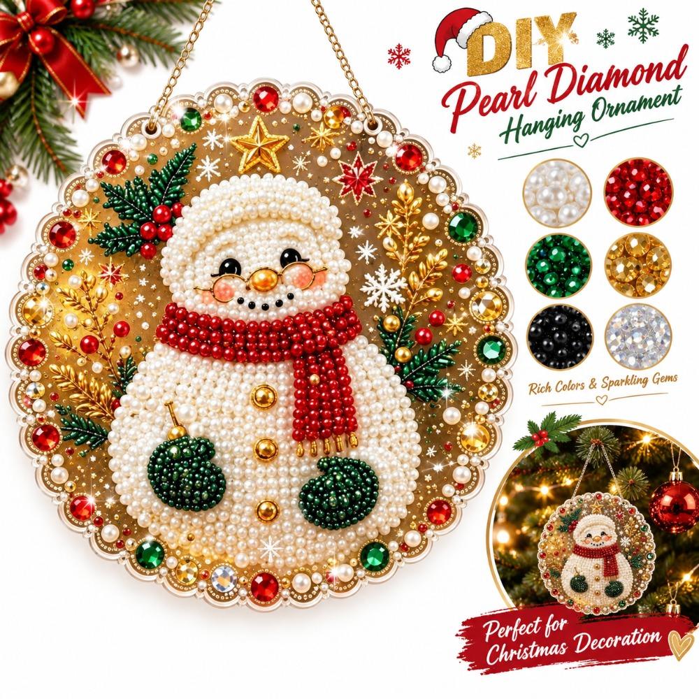 DIY Craft Pearl Painting Kit Acrylic Round Board Xmas Acrylic Pendant Gift