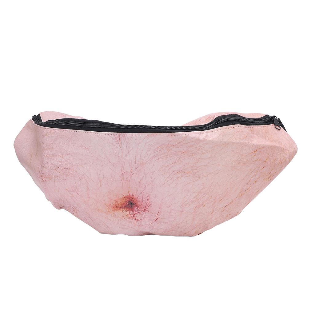 3D Dad Beer Belly Fanny Pack Large Capacity Realistic Zipper PU Dad Waist Pocket Funny Bag