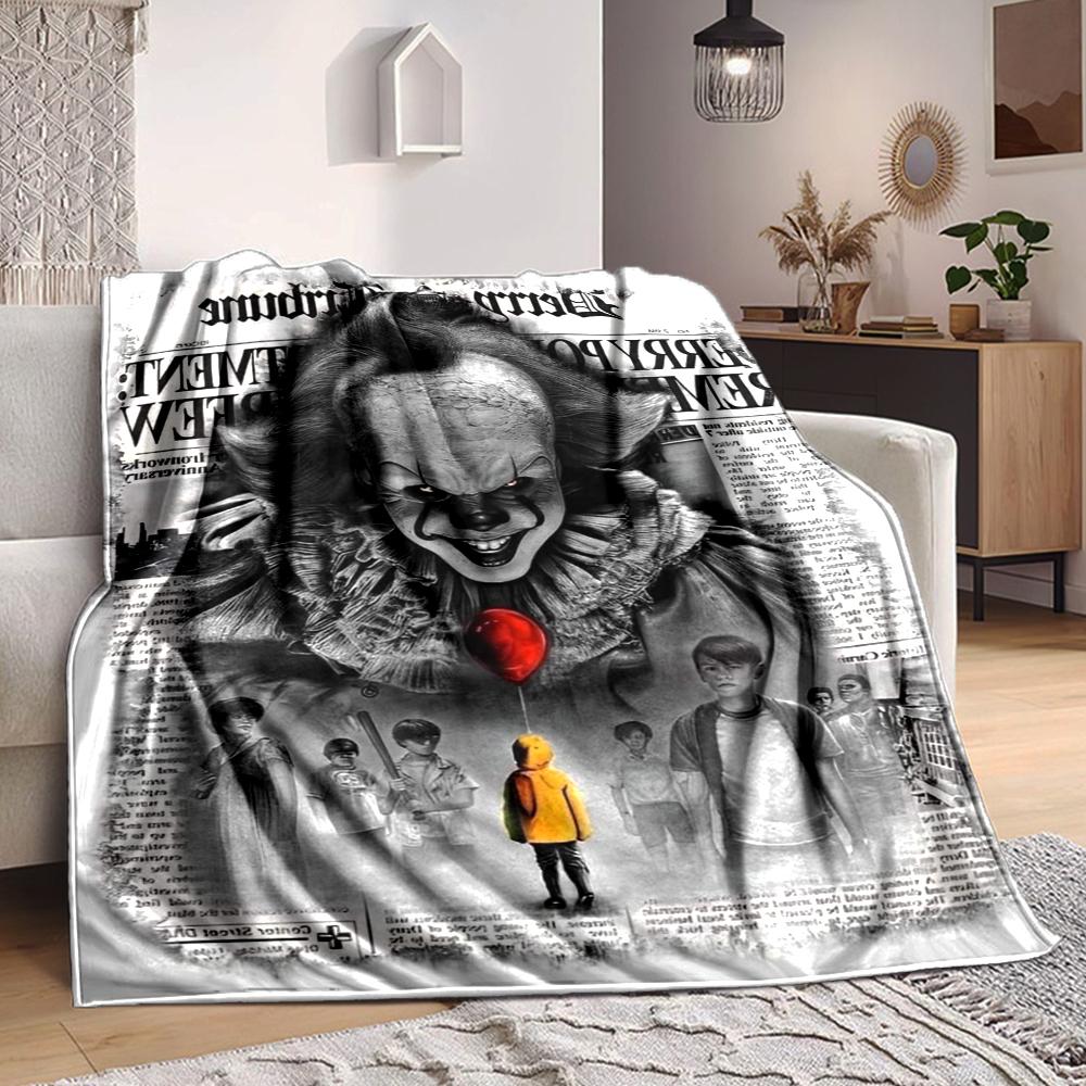 1Pc Clown Children Flannel Blanket, Soft And Comfortable, Casual Warm, Camping Travel, Christmas, Halloween Xmas Gift. G1285