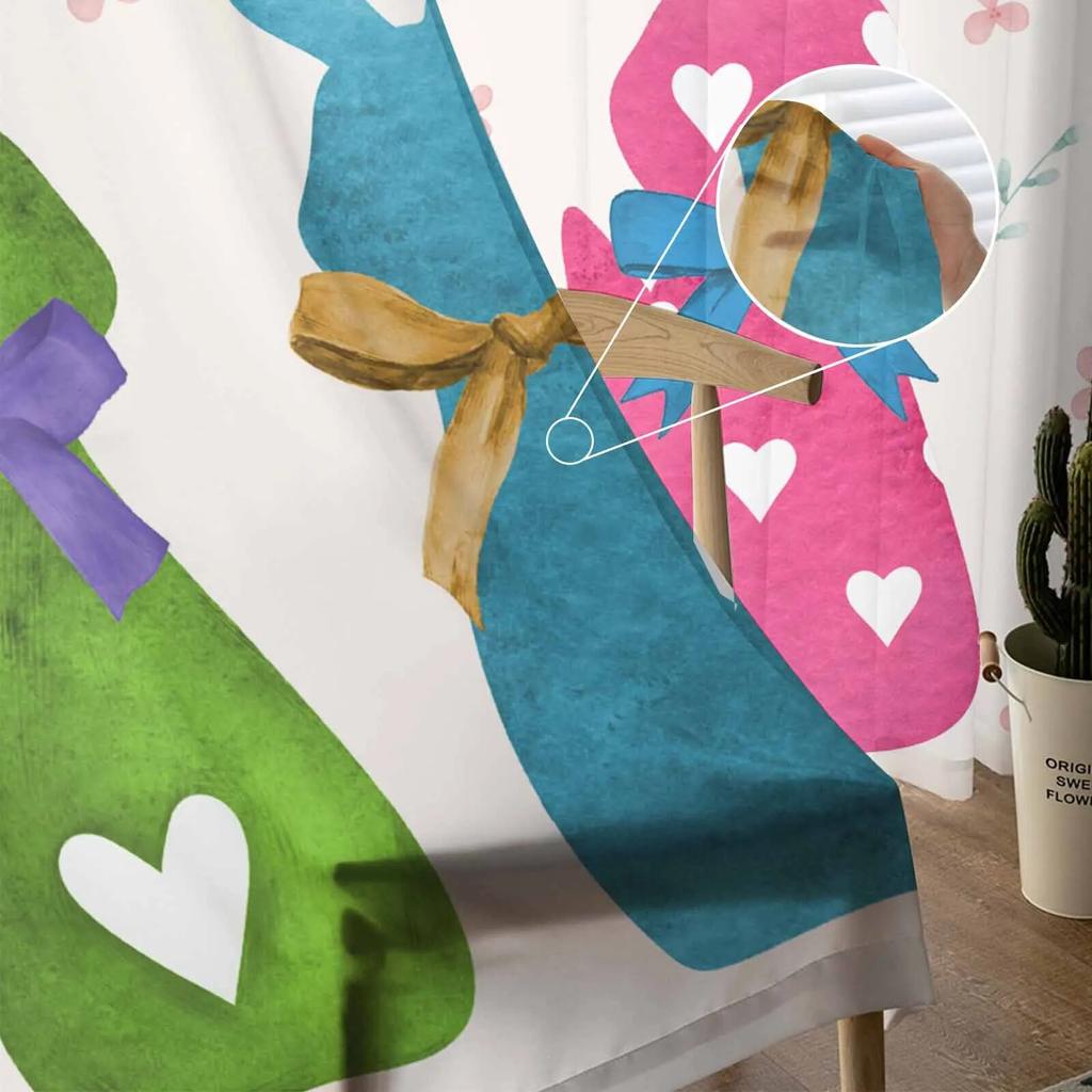 Пасхальные красочные прозрачные шторы с кроликом для гостиной, кухни, оконные шторы, тюлевые занавески для спальни, вуали