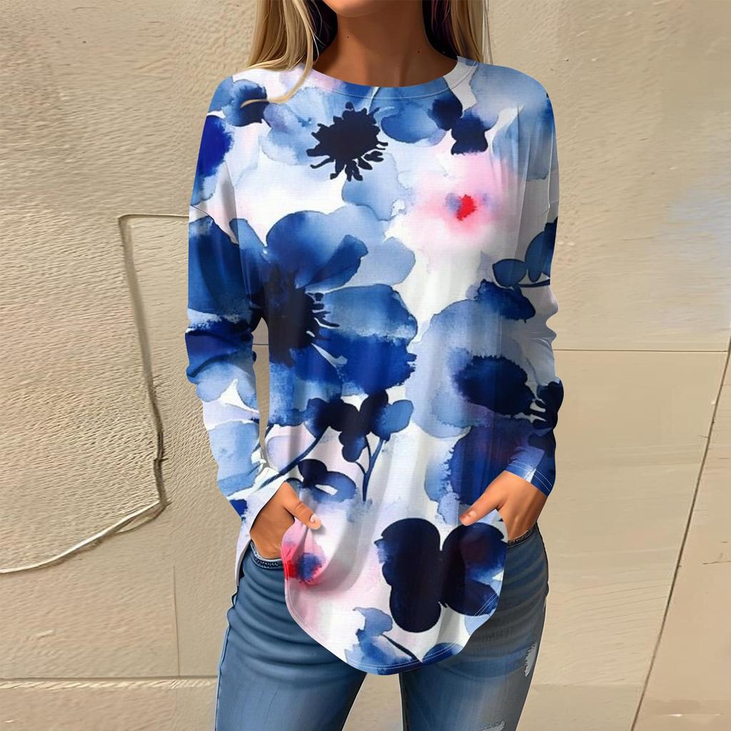 Женская мода с длинным рукавом и круглым вырезом, винтажный асимметричный пуловер