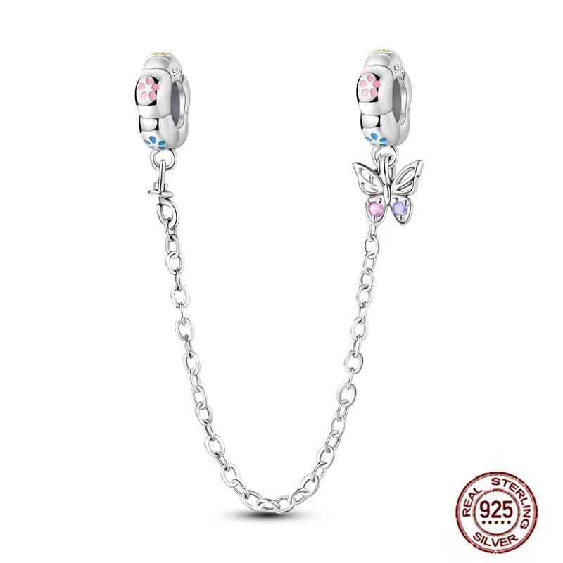 New Copper Charms Buttefly Daisy Safety Chain Cat Paw Change Beads Fit Original Bracelet Ladies Diy Jewelry