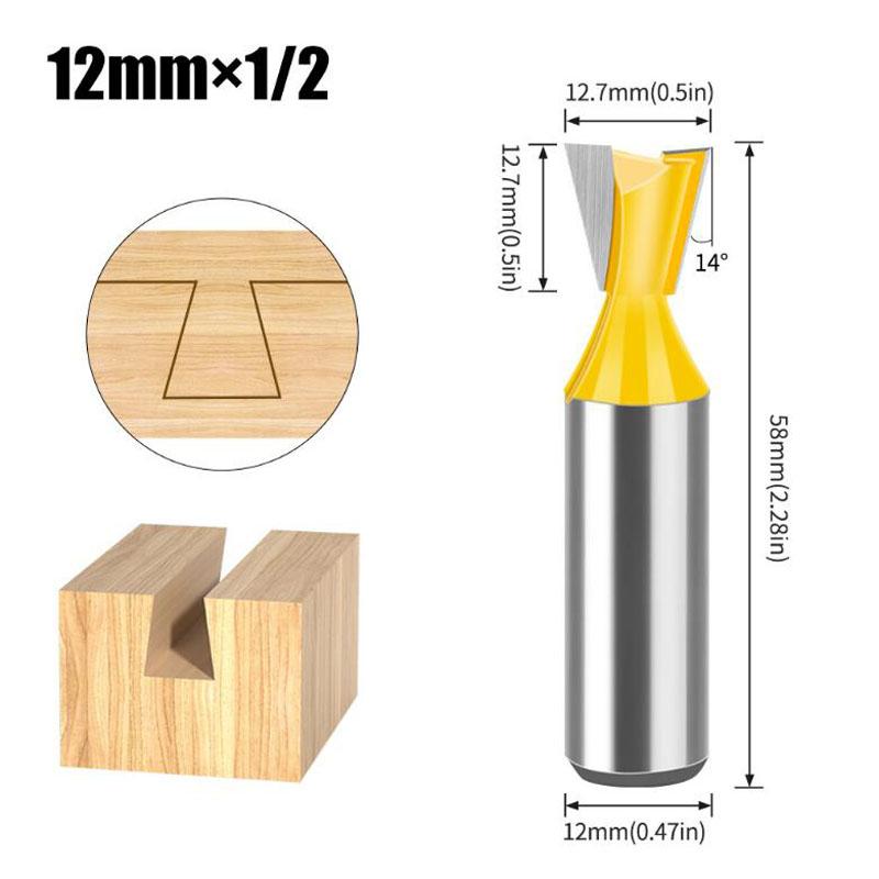Набор из 5 шт. 12 мм 1/2-дюймовых хвостовиков для соединения «ласточкин хвост» 14 градусов для деревообработки, гравировки, фрезы для дерева