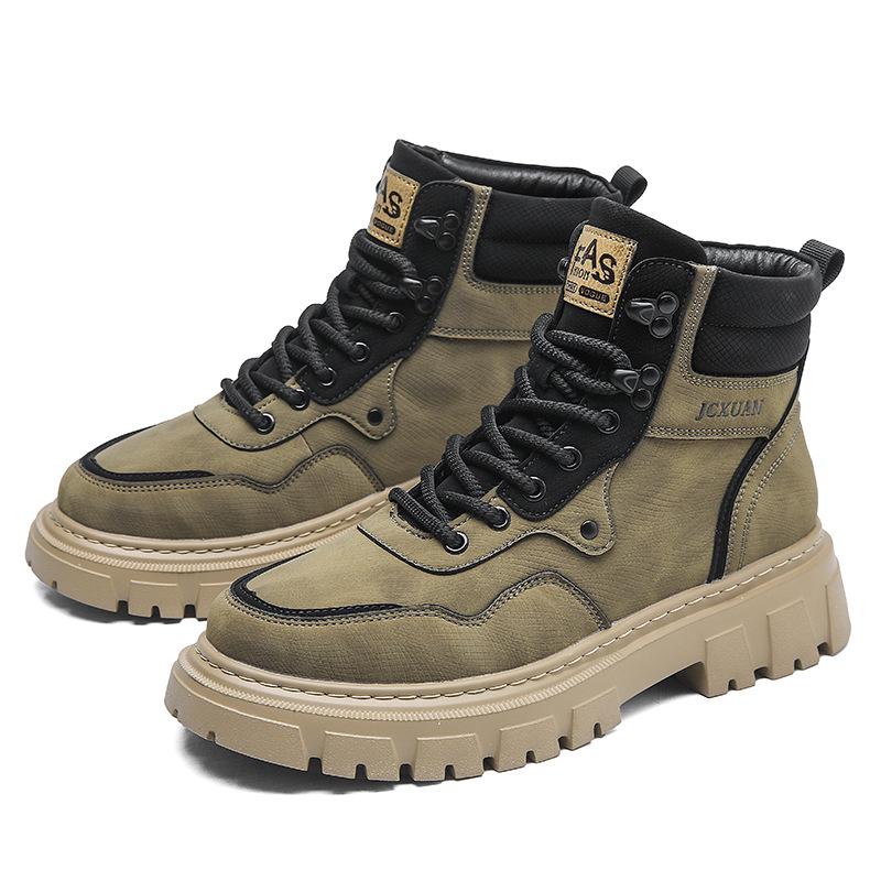 Мужские новые ботинки Martin 2024 года: Осенне-зимняя уличная желтая обувь с высоким берцем и мягкой подошвой для повседневной работы