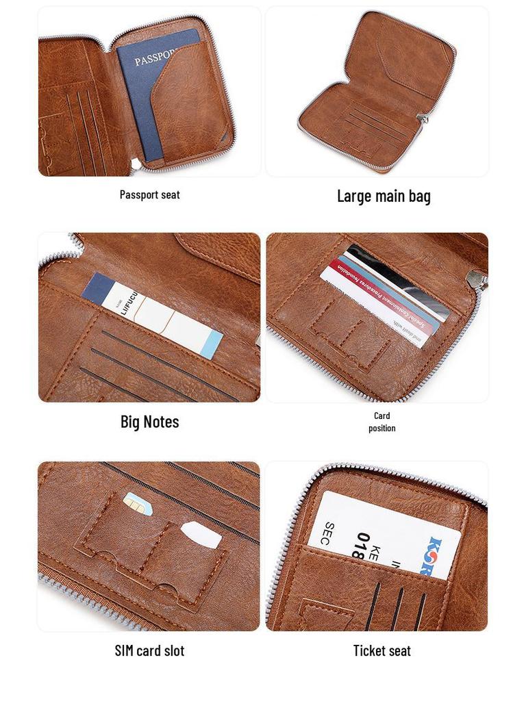 RFID Passport and Ticket Holder with Zipper - Unisex Travel Document Organizer
