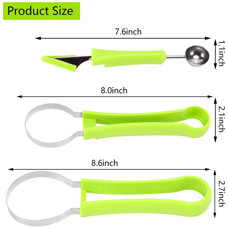 Dual Head Fruit Baller Multi Functional Watermelon Slicer Cutter Scoop Fruit Carving Platter Dig Pulp Separator 4
