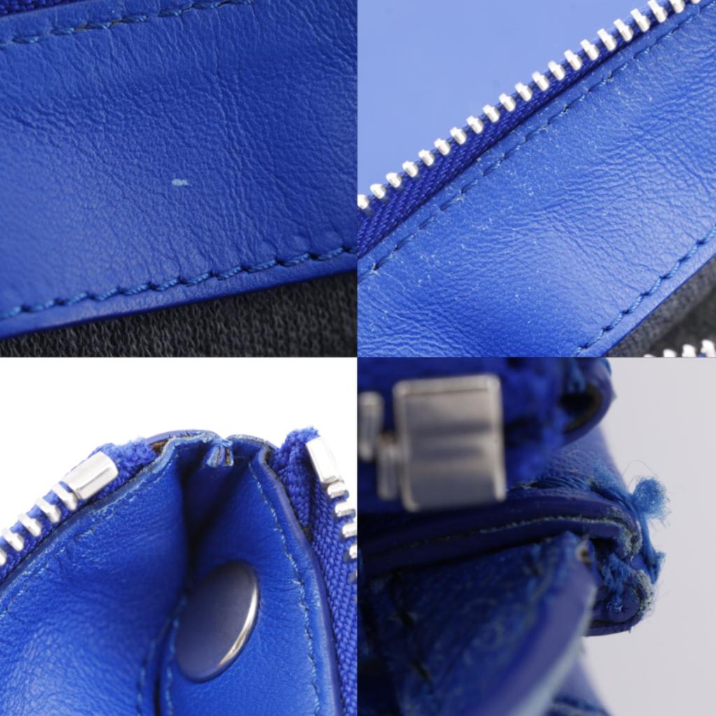 CELINE Trio Small Shoulder Bag Blue lambskin Women Used