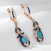Black Plated Blue Green Zircon Tassel Pendant Earrings for Women Trendy Golden Light Luxury Jewelry Personality Accessories