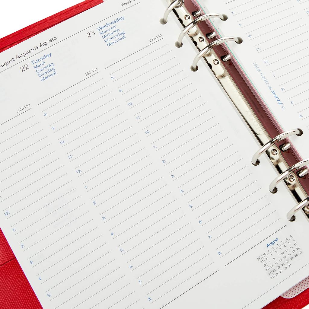 Filofax Saffiano A5 System Organizer, Poppy, 022622, Officially Imported