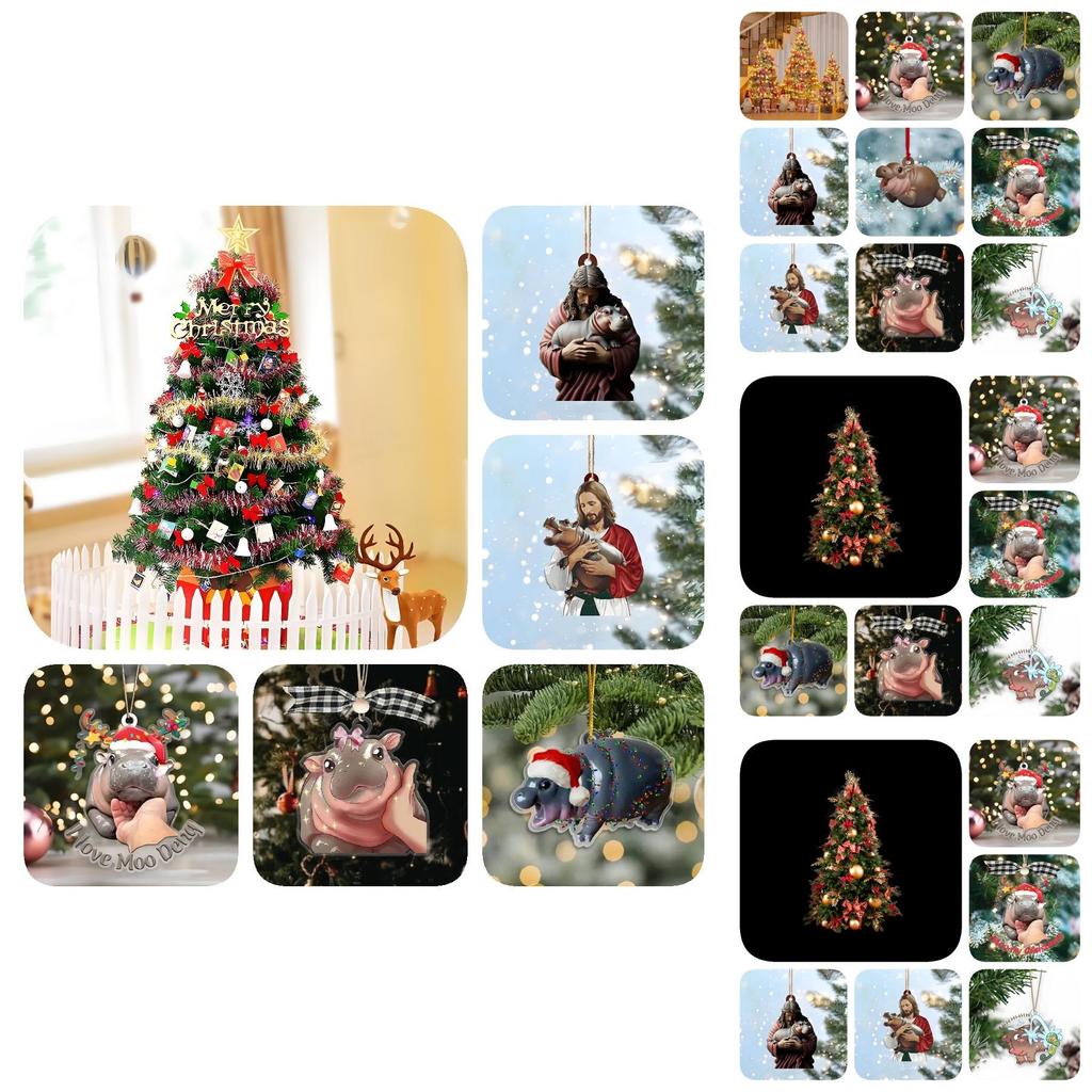 Очаровательный Бегемотик Му Му Рождественский Подарок И Милое Украшение на Елку для Праздничного Настроения