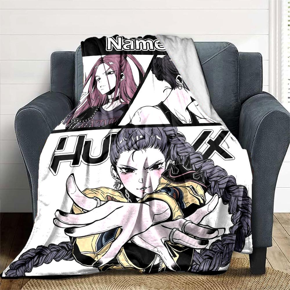 Customizable KPop Demon Hunters12 Throw Blanket – Personalized Name, All-Season Cozy Snug Blanket, Machine Washable, Personalized Blanket