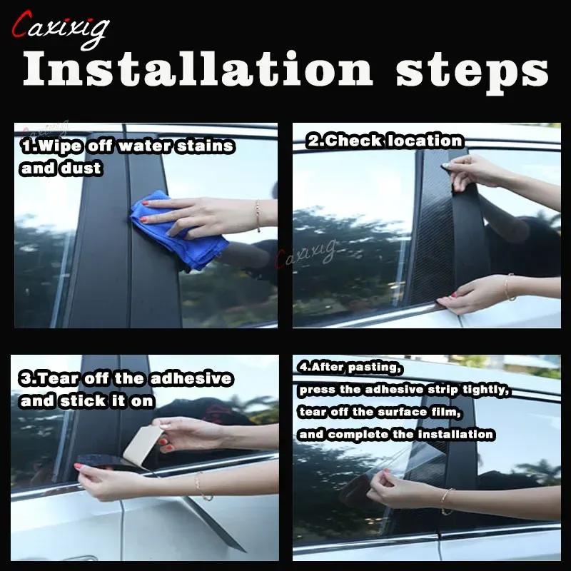 For HYUNDAI GENESIS G80 Sedan 2015- 6Pcs Car Window Pillar Posts Door Trim Stickers Naklejki Samochodowe