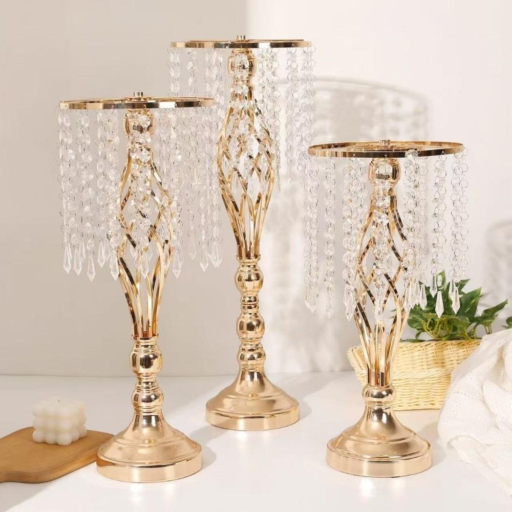 Хрустальный подсвечник Золотые обеденные подсвечники Модная ваза для цветов Свадебное украшение