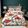 Wild Mushroom Duvet Cover Set Burgundy Plant Bedding Set Comforter Soft Polyester King Queen Size With Pillowcase