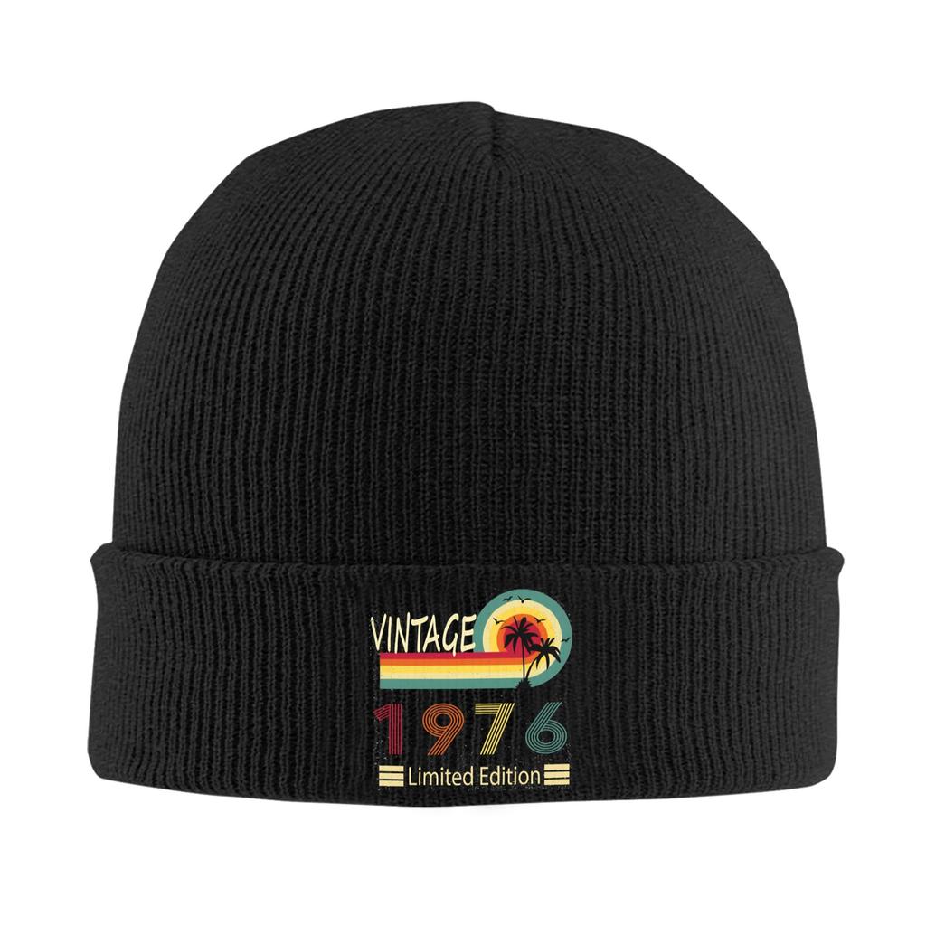 Men Women Knit Cuff Beanie Born in 1976 vintage age 50 years old 50th birthday Merch Warm Knitting Skull Cap Beanies Skullies