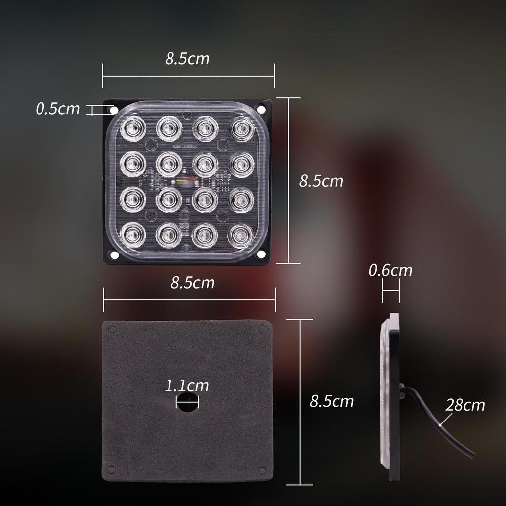 Ygmylandbb LED Strobe Light Truck Side Marker Lamp Emergency Warning Light 12V 24V Square 16 LEDs Steady On and Fast Flashing Flash Light for Set of 2