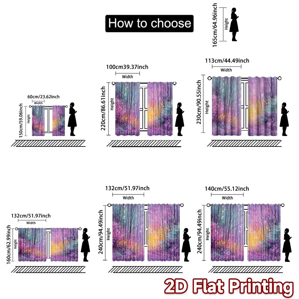 2D flat printing 2pcs Curtain Window Treatment Curtains Magical Colorful Enchanted Forest Digital Printed Polyester Drapes