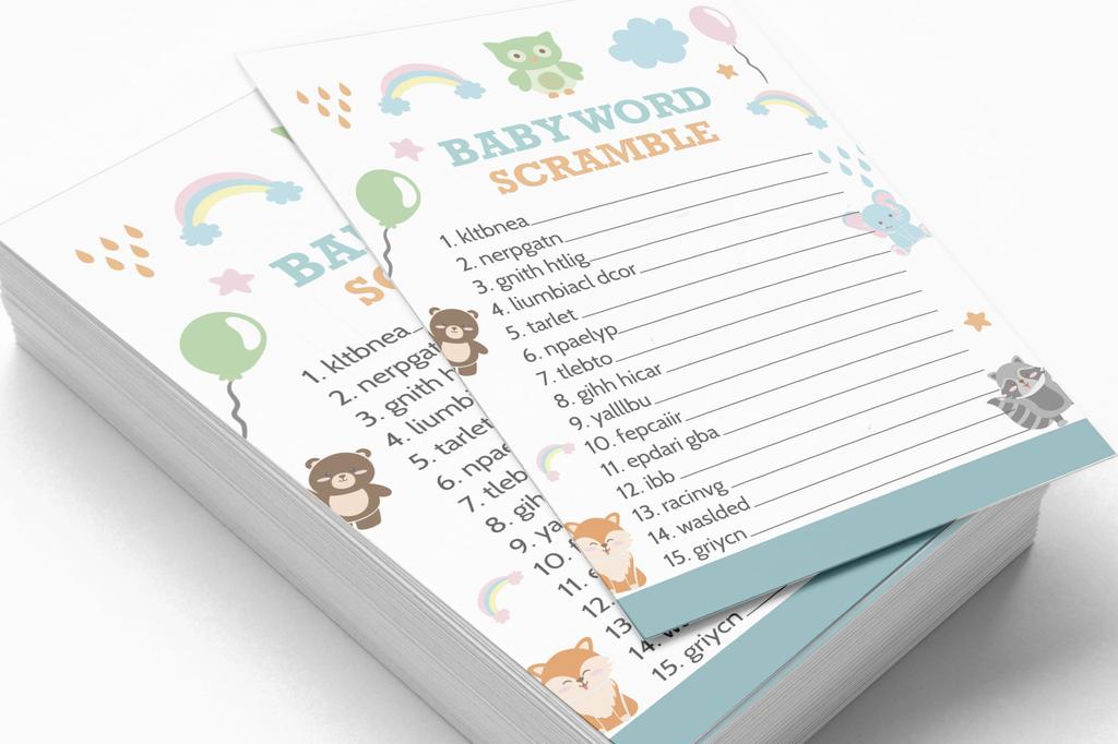 Inkdotpot Jungle Animals Baby Shower Game Set Of 50 BabyA AlphabetA ABCA Game Ita s A Boy Ita s A Girl Party