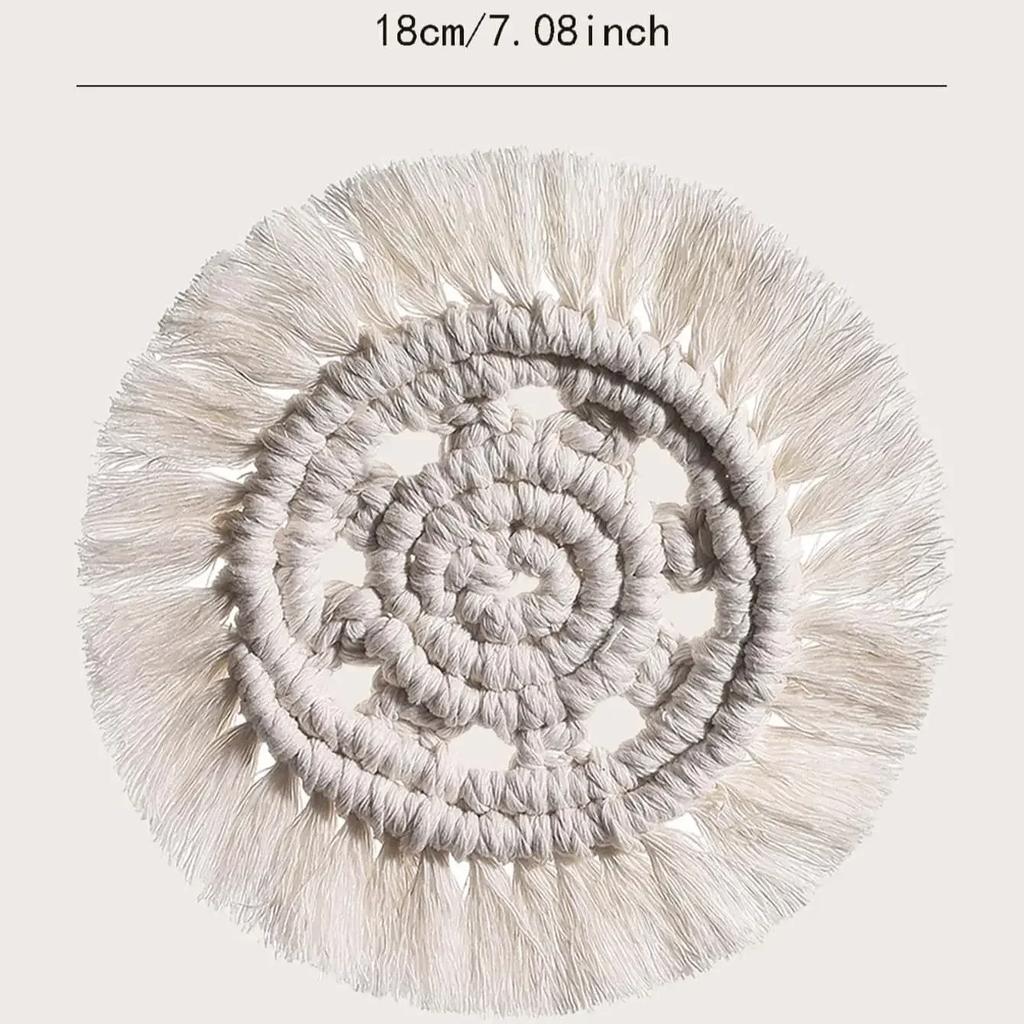 1 шт./2 шт. - Круглая плетеная подставка с кисточкой, Плейсмат ручной работы, Подставка под чашку, Нескользящий коврик для чашки, Кофейная подкладка, Декор стола для использования в ресторане